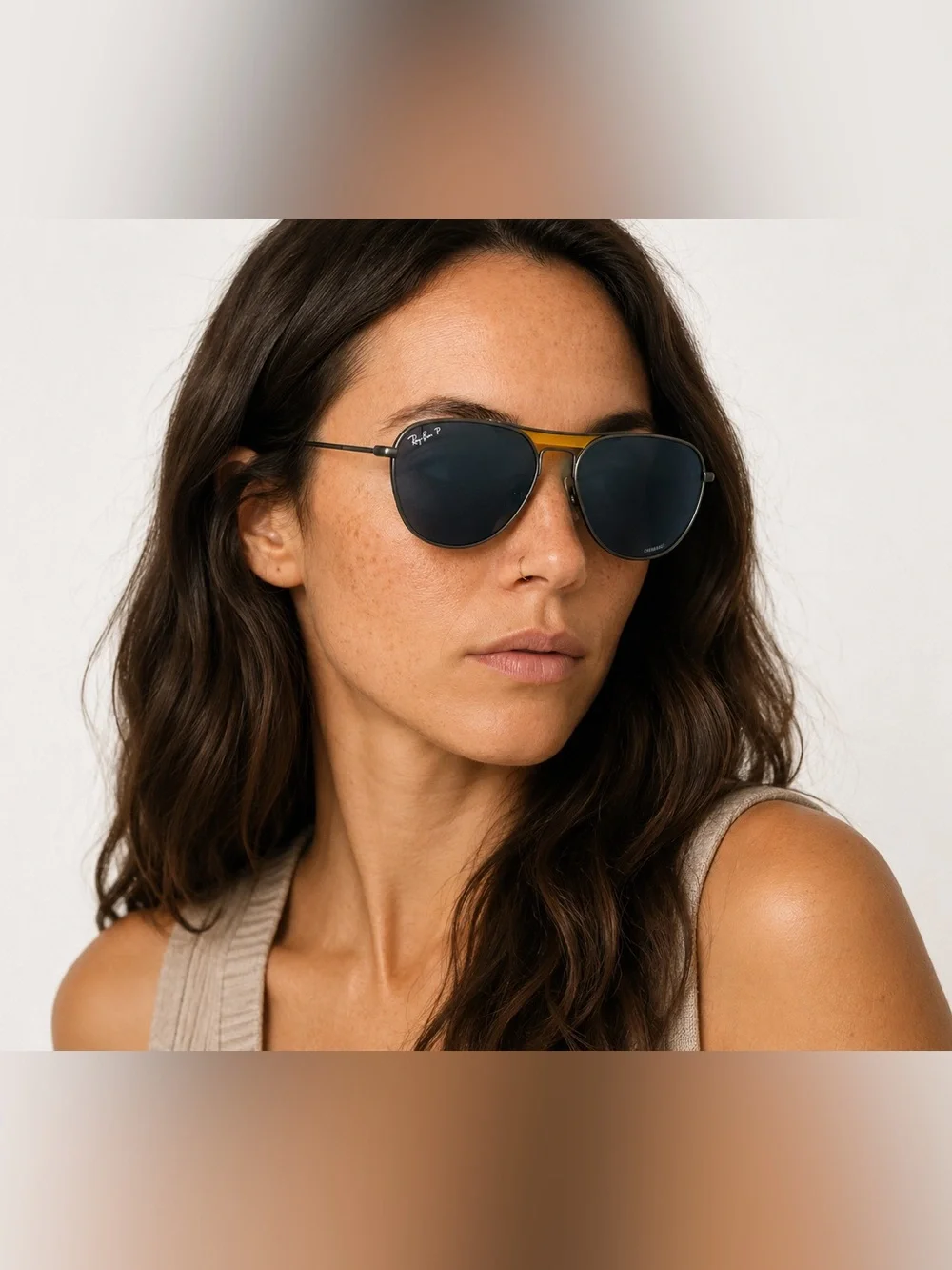 Ray-Ban Polarized Aviator RB8064 Titanium Blue Classic Sunglasses